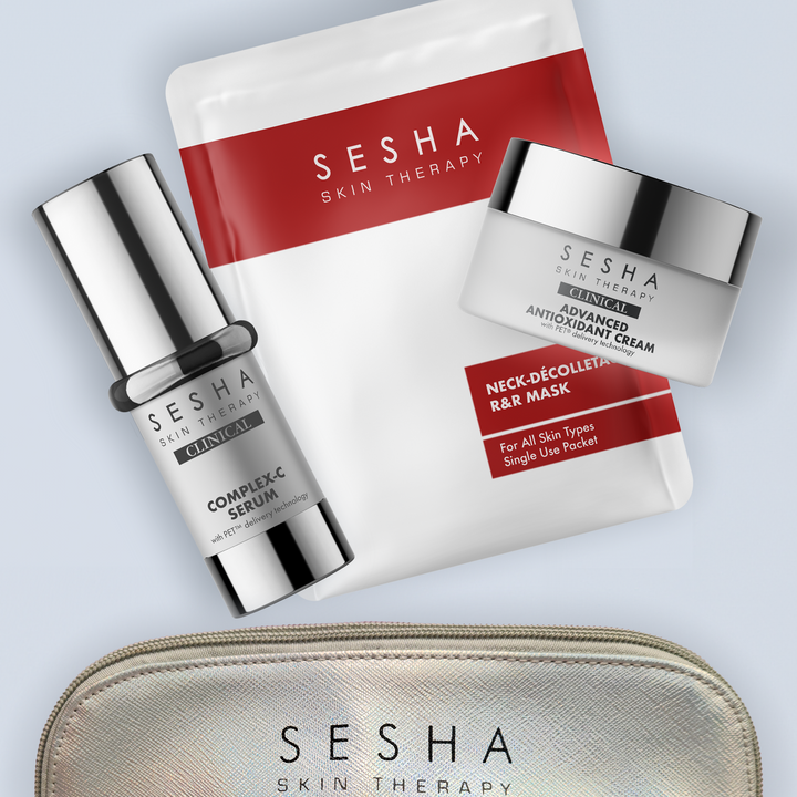 Kit Mature Skin A - Complex C serum, Antioxidant Cream, Neck & Decollete Mask and Holo Bag
