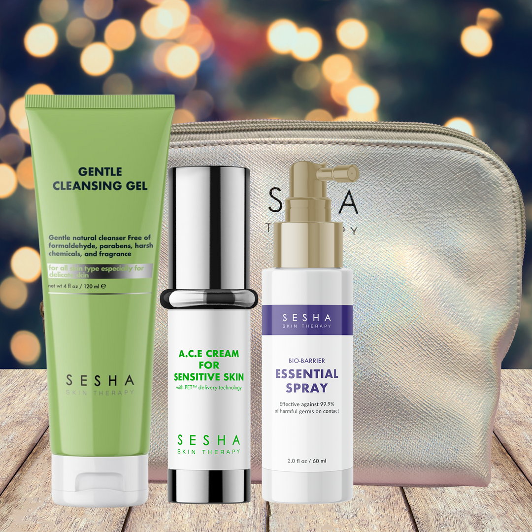 Kit Sensitive Skin - Gentle Cleansing, A.C.E Cream, Gift: Essential Spray & Holo Bag