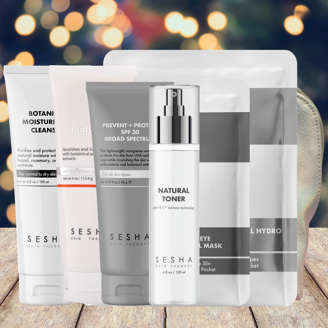 Gift Bag: Botanical Moisturizing Cleanser, Broad + Protect SPF 30, Natural Toner, Botanical Hydro Mask, Under Eye Dermal Mask