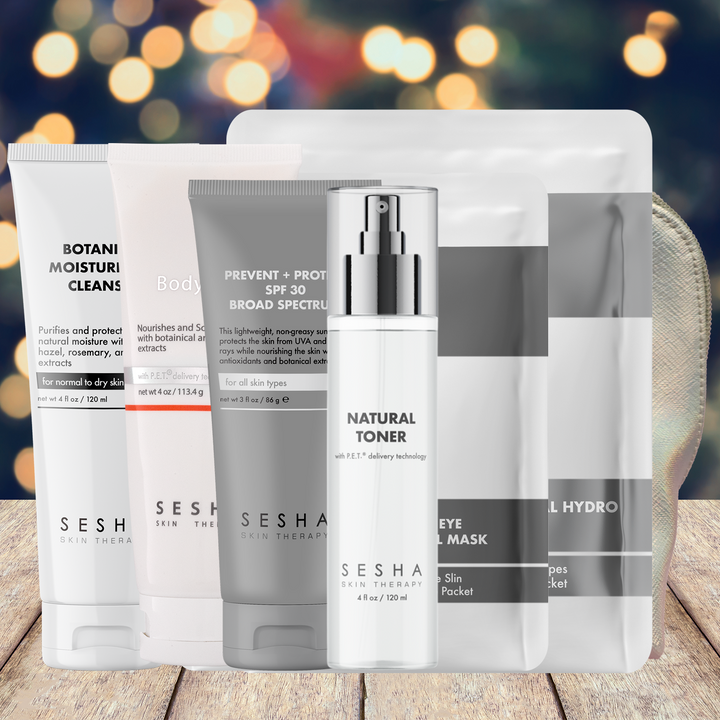 Gift Bag: Botanical Moisturizing Cleanser, Broad + Protect SPF 30, Natural Toner, Botanical Hydro Mask, Under Eye Dermal Mask