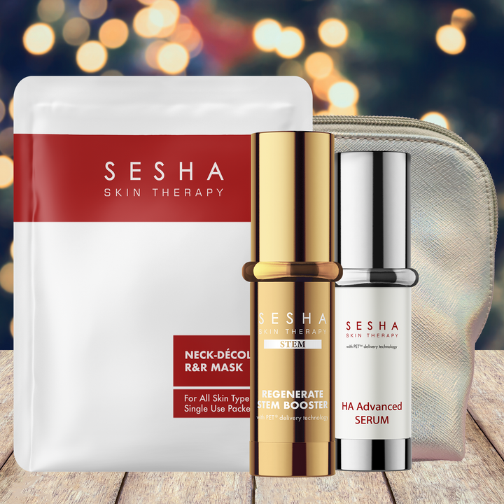 Mature Skin - Stem Booster, HA Advanced serum, neck & decollete and holo bag